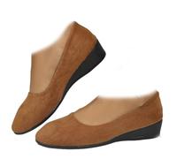 Whimsyard - Chaussures élégantes, légères et antidérapantes en simili-suède avec talon bas, bas compensés, bout rond fermé, support orthopédique de la voûte plantaire, mocassins de marche pour