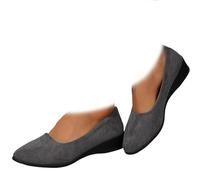 Whimsyard Chaussures orthopédiques élégantes, légères, antidérapantes en daim avec talon bas, chaussures compensées basses fermées à bout rond - Soutien de la voûte plantaire - Pour fasciite plantaire