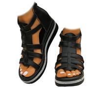 Whimsyard Sandales compensées avec ornements en strass,sandales compensées orthopédiques à plateforme pour femmes avec soutien de la voûte plantaire,sandales compensées décontractées (Noir,37)