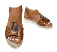 Whimsyard Sandales compensées orthopédiques confortables pour femme, sandales compensées décontractées à bout ouvert, chaussures de plage avec soutien de la voûte plantaire, marron, 40 EU