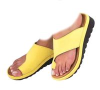 Whimsyard Sandales orthopédiques d'été pour femmes, confortables, élégantes, avec soutien de la voûte plantaire, avec anneau d'orteil, antidérapantes, respirantes et décontractées (Jaune,39)