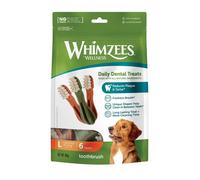 WHIMZEES Brosses à Dents L, 6 Pièces - Taille L, Friandises pour Chiens de Grande Taille, Naturelles & sans Céréale, Végétariennes, sans Sucre Ajouté