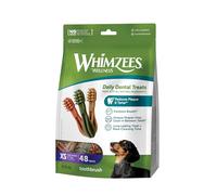WHIMZEES Brosses à Dents XS, 48 Pièces - Taille XS, Friandises pour Chiens de Très Petite Taille, Naturelles & sans Céréale, Végétariennes, sans Sucre Ajouté