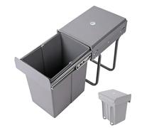 WHIPIN Poubelle de cuisine coulissante, 20 L, encastrable dans un placard, avec poignées de vidage faciles, à placer sous l'évier, avec rails rétractables et couvercle, pour une organisation optimale