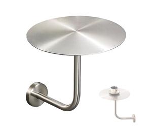 WHIPIN Table Basse Ronde Murale en Forme de L, Table d'appoint compacte en Acier Inoxydable, Installation Facile, idéale pour Une Ambiance décontractée dans Vos espaces Repas et détente(35cm)