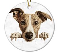 Whippet Chien allongé sur le sol en céramique Décoration de Noël Souvenirs de Noël avec chiens Décoration amusante pour la maison de Noël 7,6 cm