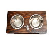 Whippet, Lévrier anglais - support en bois avec gamelles pour chien, gamelles en acier, un cadeau pour adopter un chien par Art-Dog