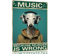 Whippet « Musique Parce Que C'Est Un Meurtre » Plaque En Métal Vintage Métal Étain Signe Rétro Metal Tin Sign Pour Restaurant Toilette Porte 20X30 Cm