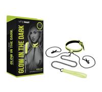 Whipsmart Glow In The Dark Collar With Nipple Clips And Leash Black One Size
