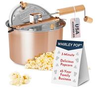 Whirley Machine à popcorn originale - Machine à popcorn de 6 litres, machine à popcorn en acier inoxydable avec engrenages métalliques, machine à popcorn Wabash Valley Farms sur cuisinière - Pot à