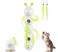 Whirlie Jouet intelligent pour chat avec motif de vers, jouet pour chat Happy Luna, jouet intelligent pour chat chenille, saut et jeu interactif, convient pour une installation intérieure sur porte et