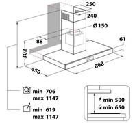 Whirlpool Hotte aspirante murale 90 cm - AKR759/1IX -