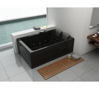 Whirlpool Torino 180x120cm Noir, Bain à remous intérieur pour 2 Personnes avec 14 Hydrojets et 8 Airjets, Chauffage, Lumière Couleur LED, Système Audio Bluetooth et Cascade