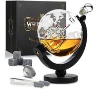 Whisiskey - Carafe a Whisky - Globe - 900 ml - Coffret Cadeau Homme - Avec 4x Pierre à Whisky et Bec Verseur