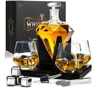 WHISISKEY Carafe Whisky - Carafe à Whisky - 1000ML - Coffret Cadeau Homme - Coffret Whisky Luxueux - Idee Noel - Decanter avec 4 Verre à Whisky, 4 Pierre a Whisky, Whiskey Accessories