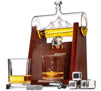 WHISISKEY Carafe Whisky - Carafe à Whisky - 1100ML - Coffret Cadeau Homme - Coffret Whisky Luxueux - Idee Noel - Decanter avec 2 Verre à Whisky, 4 Pierre a Whisky, Whiskey Accessories