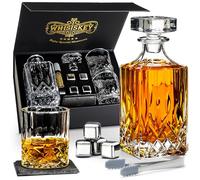 WHISISKEY Carafe Whisky - Carafe à Whisky - 700ML - Coffret Cadeau Homme - Coffret Whisky Luxueux - Idee Noel - Decanter avec 2 Verre à Whisky, 4 Pierre a Whisky, Whiskey Accessories