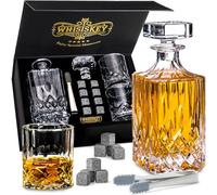 WHISISKEY Carafe Whisky - Carafe à Whisky - 700ML - Coffret Cadeau Homme - Coffret Whisky Luxueux - Idee Noel - Decanter avec 2 Verre à Whisky, 8 Pierre a Whisky, Whiskey Accessories
