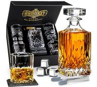 WHISISKEY Carafe Whisky - Carafe à Whisky - 700ML - Coffret Cadeau Homme - Coffret Whisky Luxueux - Idee Noel - Decanter avec 4 Verre à Whisky, 4 Pierre a Whisky, Whiskey Accessories