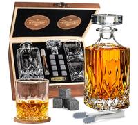 WHISISKEY Carafe Whisky - Carafe à Whisky - 700ML - Coffret Cadeau Homme - Coffret Whisky Luxueux - Idee Noel - Decanter avec 2 Verre à Whisky, 8 Pierre a Whisky, Whiskey Accessories