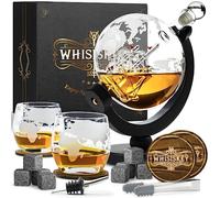 Whisiskey Carafe Whisky - Carafe à Whisky - 900ML - Coffret Cadeau Homme - Coffret Whisky Luxueux - Idee Noel - Decanter avec 2 Verre à Whisky, 8 Pierre a Whisky, Whiskey Accessories