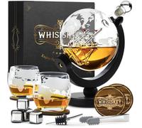 Whisiskey - Carafe Whisky - Globe - Carafe à Whisky - 900 ml - Coffret Cadeau Homme - Avec 2x Verre a Whiskey, 4x Pierre à Whisky