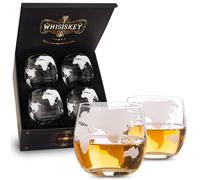 Whisiskey Set de Verre a Whisky - Coffret Whisky Cadeau Homme - Verre à Whisky & Rhum - 4 Verres à Whisky x 285ML, Whiskey Accessories