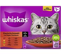 Whiskas 1+ Nourriture Humide pour Chat - Sélection Classique en Sauce, 12 x 85 g (1 Paquet) - Nourriture Humide de qualité supérieure en 12 sachets portions pour Un Chat Heureux à partir de 1 an