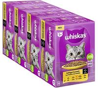 Whiskas 1+ Nourriture pour Chat volaille au Choix en Sauce, 12 x 85 g (4 Paquets) - Nourriture Humide de qualité supérieure pour Chats Adultes en 48 sachets