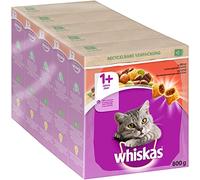 Whiskas Adult 1+ Croquettes au bœuf, 5 x 800 g (5 Paquets) - Nourriture sèche pour Chat Adulte - Différents emballages de Produits Disponibles
