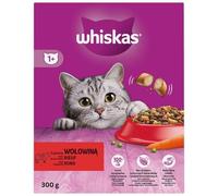 Whiskas Adult 1+ Croquettes pour chats adultes avec bœuf Lot de 2 (2 x 300 g) dans un carton