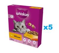 WHISKAS Adult 5x800 g nourriture sèche complète avec du poulet délicieux pour les chats adultes