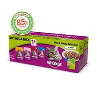 WHISKAS Adult - Poissons & viandes en gelée (poulet, saumon, bœuf, thon) - 40x100g