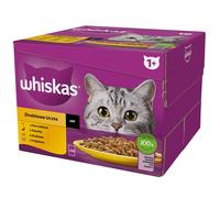 WHISKAS Adult Poultry Piece in sauce 24x85 g pieces avec poulet, canard, volaille, dinde pour chats adultes