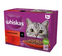 WHISKAS Adult sachet 12 x 85 g Classic Meals nourriture humide pour chats en morceaux en sauce avec bœuf, poulet, agneau, volaille