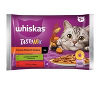 WHISKAS Adult sachet 4 x 85 g Collection de nourriture humide pour chats Countryside Flavours en morceaux de sauce avec de l'agneau, du poulet et des carottes, du bœuf et de la volaille.