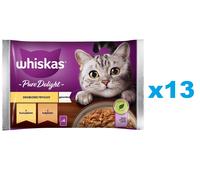 WHISKAS Adult sachet 52x85g Fricasse de volaille nourriture humide pour chat en gelée avec : poulet, dinde