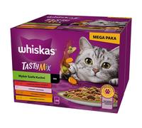 WHISKAS Adult Tasty Mix Chef's Choice en sauce 24x85 g avec bœuf, saumon, poulet et dinde, poulet et cabillaud pour chats adultes