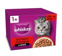 WHISKAS Aliment humide en sauce Chat adulte 24x85g Les Repas Classiques (Lot de 2) 48 Sachets