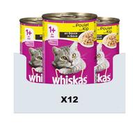 WHISKAS Aliment humide pour chat adulte au poulet 12 x 400 g