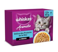 WHISKAS Aromatic Aliment Humide Sauce Chat Adulte 12x85g Délice de la Mer (Lot de 4) 48 Sachets