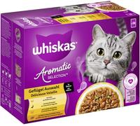 WHISKAS Aromatic Selection Lot de 1 sachets portions de volaille au Choix 4 variétés de Poulet, Canard, Dinde, gibier en Sauce 12 x 85 g