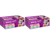 WHISKAS Aromatic Selection Multipack de Nourriture Humide pour Chat 1+, 40 x 85 g, 4 Saveurs : Porc, Poulet, Saumon, Poisson de mer en Sauce (Lot de 2)