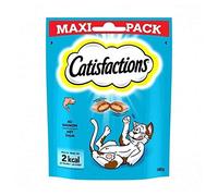 CATISFACTIONS Friandises pour Chat et Chaton Saveur Saumon - Lot de 4 Sachets MAXI 180g - Croquantes à l'Extérieur Tendres à l'Intérieur - Idéal pour Partager un Moment de Complicité