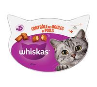 WHISKAS Contrôle des boules de poils - Friandises pour chat adulte, croquantes à l'extérieur et tendres à l'intérieur - 8 boîtes de 60 g - l'emballage peut varier
