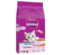 WHISKAS - Croquettes Nutrition Optimale pour Chat Stérilisé, Saveur Saumon Savoureuse (1,75kg) - Lot de 3 - Vendu par Lot