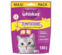 WHISKAS - Friandises Savoureuses au Poulet et Fromage, Texture Fondante pour Chat Adulte (180g) - Lot de 3 - Vendu par Lot