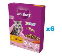 Whiskas Junior Lot de 6 croquettes pour chatons (2 à 12 mois) avec poulet 6 x 300 g