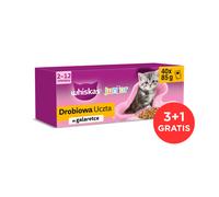WHISKAS Junior Festin de volaille pâtée au poulet, à la canard, à la volaille et à la dinde en gelée pour chatons 120 x 85 g + 40 sachets GRATUITS