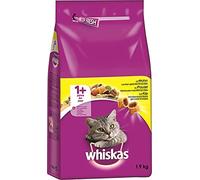 Whiskas Katzenfutter Trockenfutter Adult 1+ mit Huhn, 2 Beutel (2 x 1,9kg)